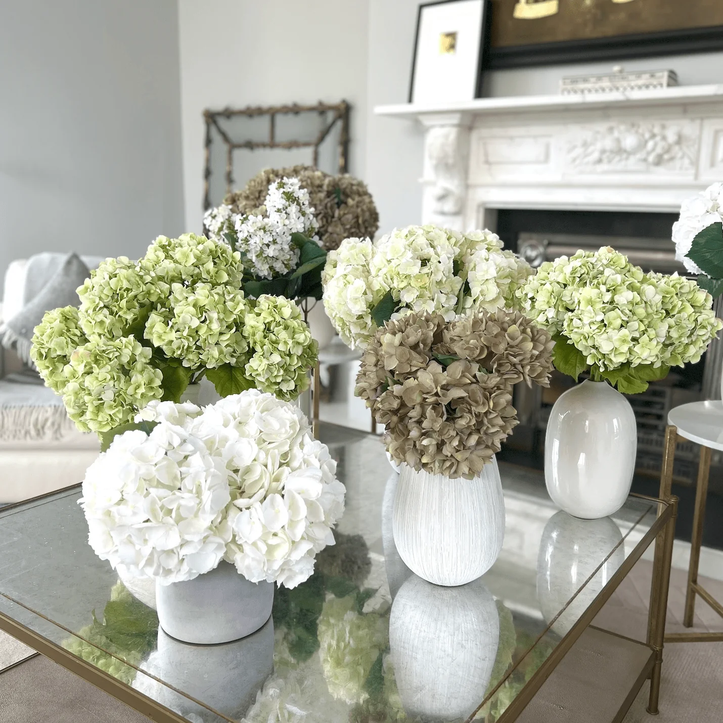 Artificial Cream Hydrangea Lacecap - Image 9
